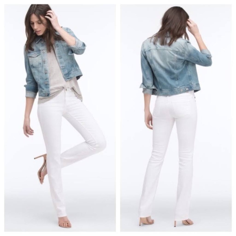 AG Adriano Goldschmied White Ballad Sim Boot Mid Rise Bootcut Jeans
